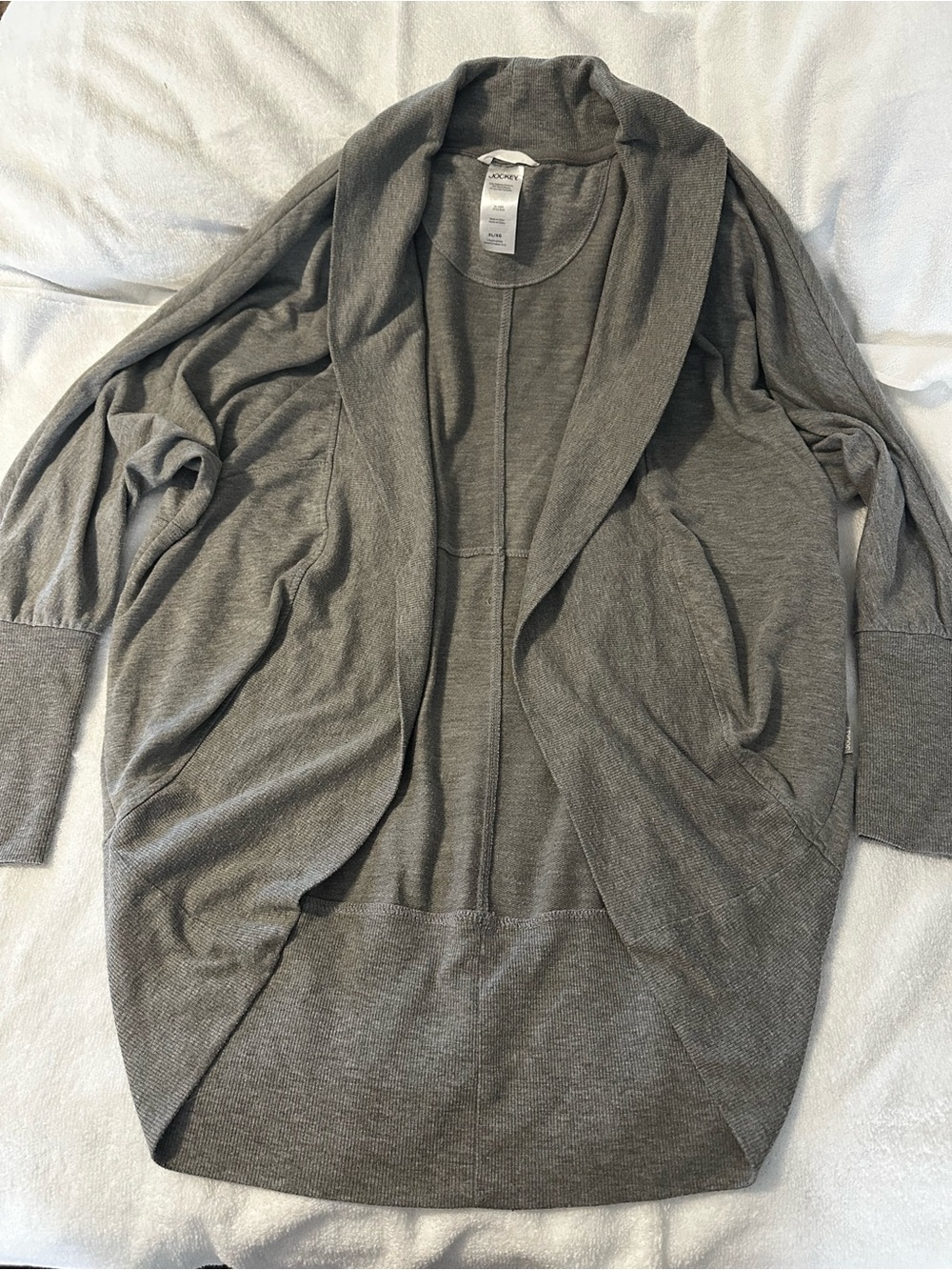 Jockey Heather Gray Open-Front Draped Cardigan
